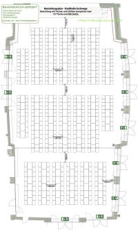 Stadthalle Eschwege, offizieller Bestuhlungsplan gesamter Saal - Tische und Stühle